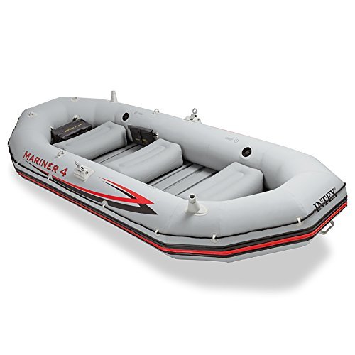 Intex Mariner 4, 4-Person Inflatable Boat Set with Aluminum Oars and High Output Air Pump (Latest Model)