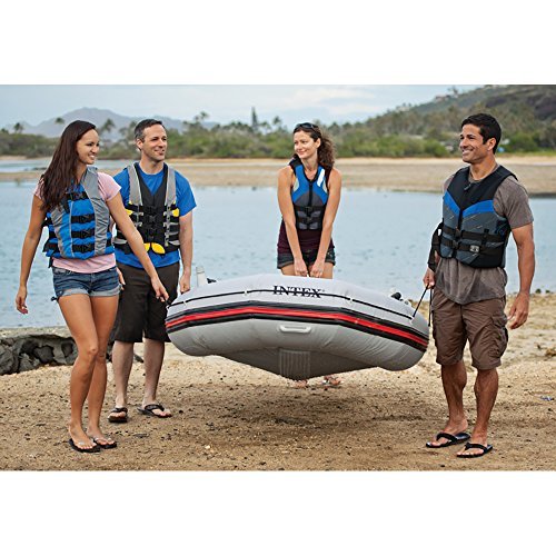 Intex Mariner 4, 4-Person Inflatable Boat Set with Aluminum Oars and High Output Air Pump (Latest Model)