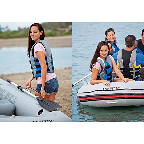 Intex Mariner 4, 4-Person Inflatable Boat Set with Aluminum Oars and High Output Air Pump (Latest Model)