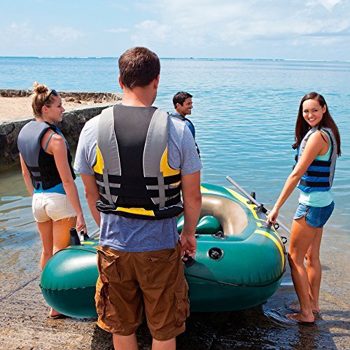 Intex Seahawk 4, 4-Person Inflatable Boat Set with Aluminum Oars and High Output Air Pump (Latest Model)