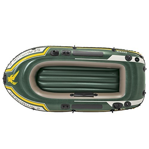 Intex Seahawk 4, 4-Person Inflatable Boat Set with Aluminum Oars and High Output Air Pump (Latest Model)