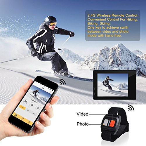 JEEMAK 4K Action Camera 16MP WiFi Waterproof Sports Camera 170° Ultra Wide Angle Len with SONY Sensor,Remote Control 2 Pcs Rechargeable Batteries and Portable Package