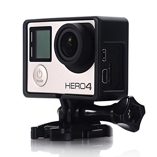 JINHEZO Black Frame Clear View Protective Skeleton Housing Case Shell with Lens for Gopro Hero 3+ Hero 4