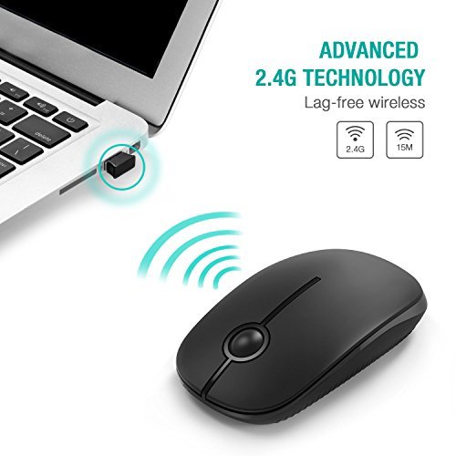 Jelly Comb 2.4G Slim Wireless Mouse with Nano Receiver - Black