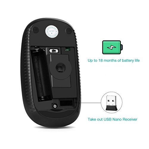 Jelly Comb 2.4G Slim Wireless Mouse with Nano Receiver - Black