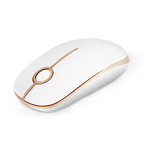 Jelly Comb 2.4G Slim Wireless Mouse with Nano Receiver - White and Gold