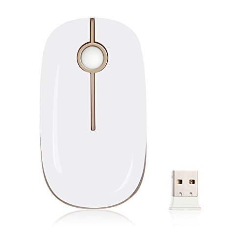 Jelly Comb 2.4G Slim Wireless Mouse with Nano Receiver - White and Gold