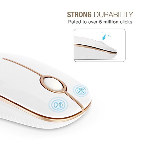 Jelly Comb 2.4G Slim Wireless Mouse with Nano Receiver - White and Gold