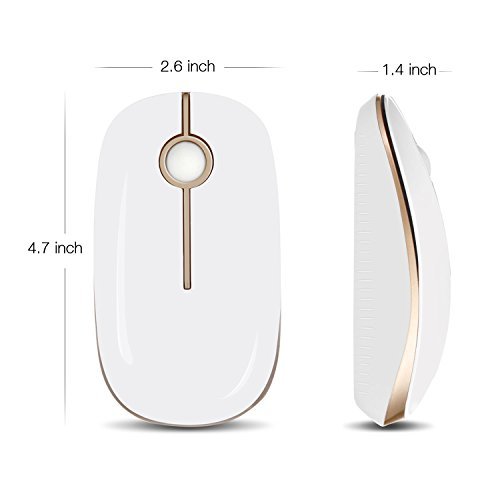 Jelly Comb 2.4G Slim Wireless Mouse with Nano Receiver - White and Gold