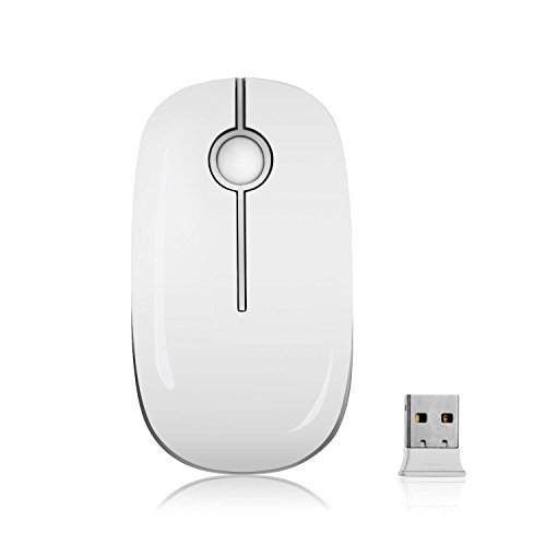 Jelly Comb 2.4G Slim Wireless Mouse with Nano Receiver - White and silver