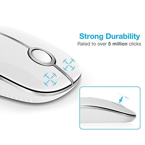 Jelly Comb 2.4G Slim Wireless Mouse with Nano Receiver - White and silver