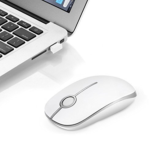 Jelly Comb 2.4G Slim Wireless Mouse with Nano Receiver - White and silver