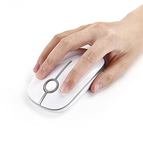 Jelly Comb 2.4G Slim Wireless Mouse with Nano Receiver - White and silver