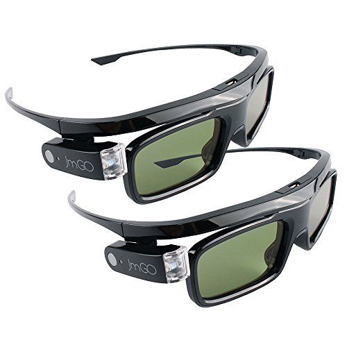 JmGO 2Pcs HGL1 DPL-Link 3D Glasses Rechargeable Active Black for DLP 3D Projector TV