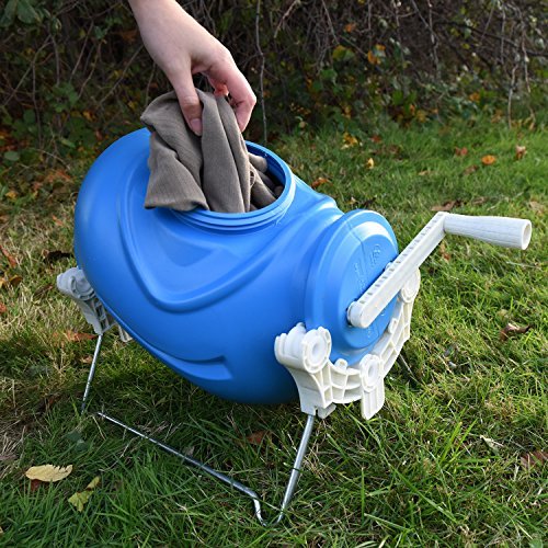 Jumbl Portable Manual Washer with Hand Crank & Metal Stand – Uses Just 3.17 Gallons to Wash Full Load