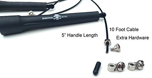 Jump Rope - Premium Quality - Best for Boxing MMA Fitness Training - Speed - Adjustable - Survival and Cross - Sold By FMS International Authorized Seller