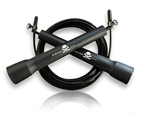 Jump Rope - Premium Quality - Best for Boxing MMA Fitness Training - Speed - Adjustable - Survival and Cross - Sold By FMS International Authorized Seller