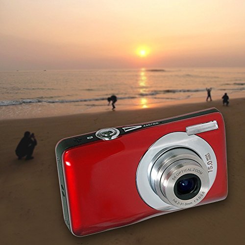 KINGEAR V100 2.7 Inch TFT Color LCD Screen 15MP 720P HD Anti-shake Smile Capture Digital Video Camera With 5X Optical Zoom 4X Digital Zoom-Red