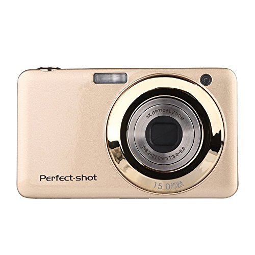 KINGEAR V600 2.7 Inch TFT 15MP 1280 X 720 HD Digital Video Camera With 5X Optical Zoom and Anti-shake Smile Capture (Gold)