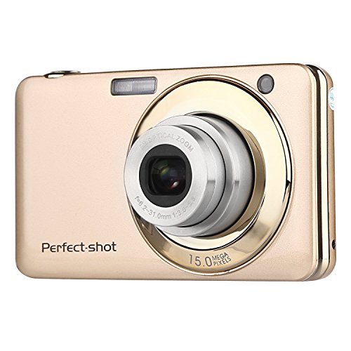 KINGEAR V600 2.7 Inch TFT 15MP 1280 X 720 HD Digital Video Camera With 5X Optical Zoom and Anti-shake Smile Capture (Gold)