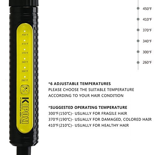 KIPOZI 1inch Pro Curling Iron Ceramic PTC Heating Curling Wand with Rotating Spring Clamp, Touch Buttons Hair Curler, Extra Long Barrel, Heat Protective Glove, Dual Voltage