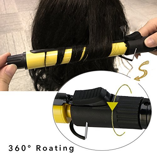 KIPOZI 1inch Pro Curling Iron Ceramic PTC Heating Curling Wand with Rotating Spring Clamp, Touch Buttons Hair Curler, Extra Long Barrel, Heat Protective Glove, Dual Voltage