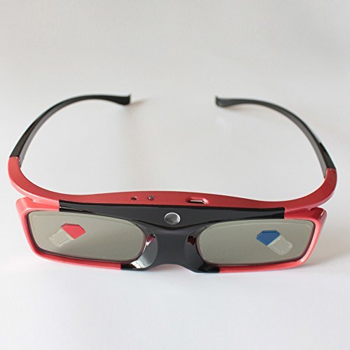 KKmoon Rainbow Series Red 96-144Hz Universal 3D Active Rechargeable Shutter Glasses for LG,BENQ,ACER,SHARP DLP-Link Projector and 3D Ready DLP HDTV