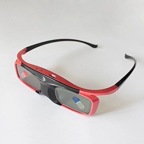 KKmoon Rainbow Series Red 96-144Hz Universal 3D Active Rechargeable Shutter Glasses for LG,BENQ,ACER,SHARP DLP-Link Projector and 3D Ready DLP HDTV