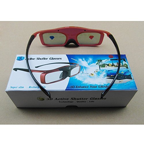 KKmoon Rainbow Series Red 96-144Hz Universal 3D Active Rechargeable Shutter Glasses for LG,BENQ,ACER,SHARP DLP-Link Projector and 3D Ready DLP HDTV