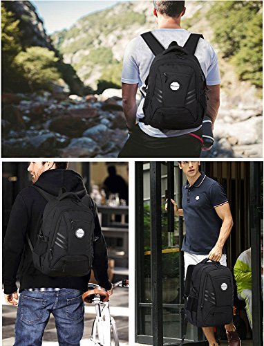 KOLAKO Waterproof Business Laptop Backpack, Casual Hiking Travel Daypack, Anti-Theft College Computer Backpacks with USB Charging Port for Men/Women, Fits 15.6 inch Laptop and Tablet, Black