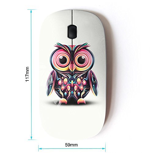 KOOLmouse [ Optical 2.4G Wireless Mouse ] [ Owl Pink Eyes Colorful Disco Bird Drawing ]