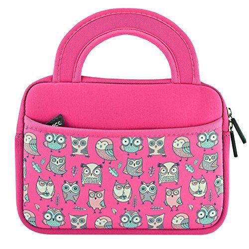 KOZMICC 7 - 8 \" Tablet Ultra-Portable Sleeve Case Bag with Pocket, Pink Owl