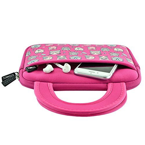 KOZMICC 7 - 8 \" Tablet Ultra-Portable Sleeve Case Bag with Pocket, Pink Owl