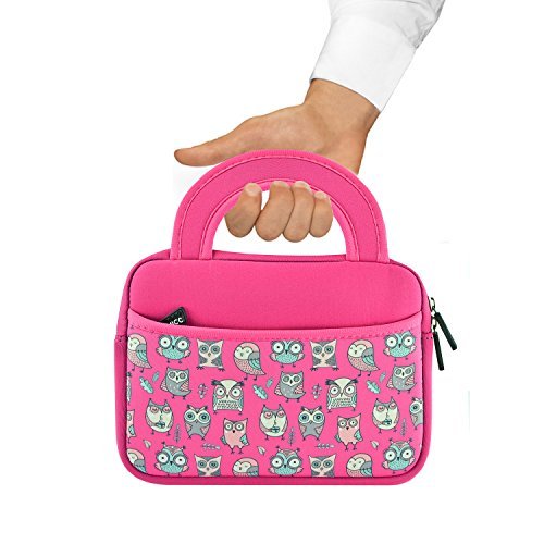 KOZMICC 7 - 8 \" Tablet Ultra-Portable Sleeve Case Bag with Pocket, Pink Owl