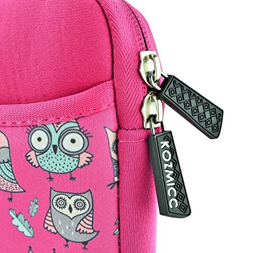 KOZMICC 7 - 8 \" Tablet Ultra-Portable Sleeve Case Bag with Pocket, Pink Owl