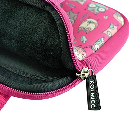 KOZMICC 7 - 8 \" Tablet Ultra-Portable Sleeve Case Bag with Pocket, Pink Owl