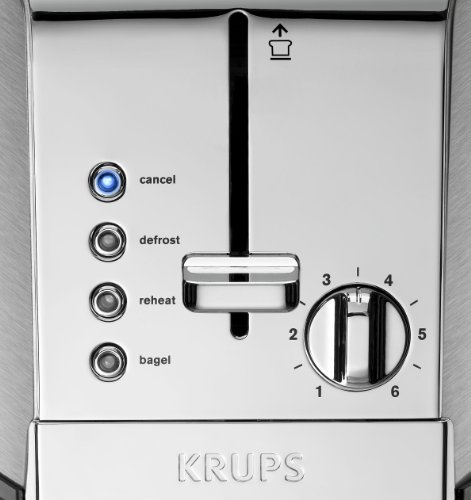 KRUPS KH732D Breakfast Set 2-Slot Toaster with Brushed and Chrome Stainless Steel Housing, 2-Slice, Silver