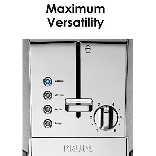 KRUPS KH732D Breakfast Set 2-Slot Toaster with Brushed and Chrome Stainless Steel Housing, 2-Slice, Silver