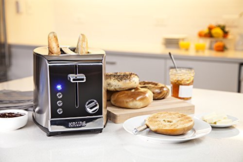 KRUPS KH732D Breakfast Set 2-Slot Toaster with Brushed and Chrome Stainless Steel Housing, 2-Slice, Silver