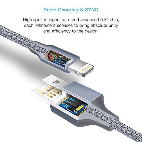 Kahe Lightning Cable, iPhone Charging charger Cable 4 Pack (1ft,3ft,3ft,6ft) Nylon Braided 8 pin Charger for iphone 8/X/7/7 plus/6/6s plus/5/5C/SE/ipad Mini/Air Pro