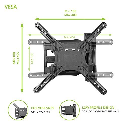 Kanto M300 Full Motion TV Mount – For 26-inch to 55-inch Television Sets – Accessible Tilt Mechanism with 135° Swivel Function – Solid Steel Construction