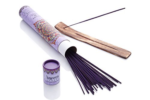 Karma Incense Set with Wood Holder and Wood Box Set, 180 Sticks, Assorted Scent Sandalwood, Patchouli, Jasmine, Lavender, Vanilla, Rose, (Karma Incense Set with Wooden Holder)