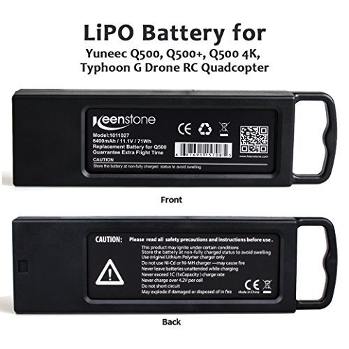 Keenstone Upgrade 3S 6400mAh 11.1V 70Wh Replacement LiPo Battery for Yuneec Typhoon Q500, Q500+, Q500 4K, Typhoon G Drone RC Quadcopter (Q500 battery)