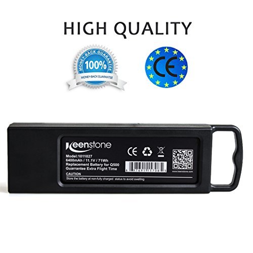 Keenstone Upgrade 3S 6400mAh 11.1V 70Wh Replacement LiPo Battery for Yuneec Typhoon Q500, Q500+, Q500 4K, Typhoon G Drone RC Quadcopter (Q500 battery)