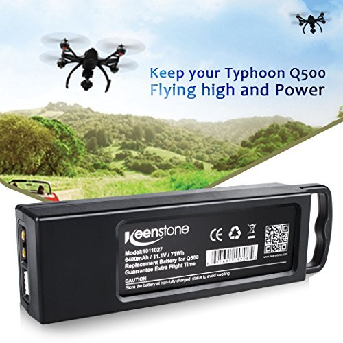 Keenstone Upgrade 3S 6400mAh 11.1V 70Wh Replacement LiPo Battery for Yuneec Typhoon Q500, Q500+, Q500 4K, Typhoon G Drone RC Quadcopter (Q500 battery)