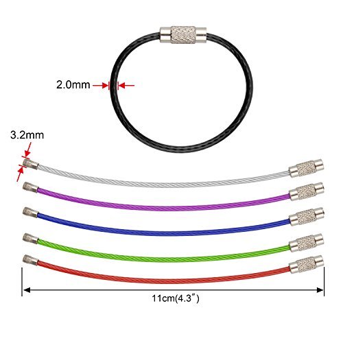 Keychain, Wisdompro 12 Pack of 4.3 Inches Stainless Steel Wire Ring 2mm Cable Loops/Rings for Hanging Luggage Tag, Keyrings and ID Tag Keepers (Pack of 12 - 4.3")