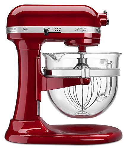 KitchenAid KF26M22CA 6-Qt. Professional 600 Design Series with Glass Bowl - Candy Apple Red