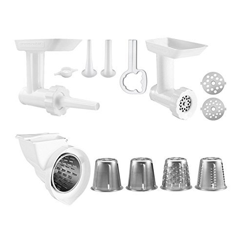 KitchenAid KGSSA Stand Mixer Attachment Pack 2 with Food Grinder, Rotor Slicer & Shredder, and Sausage Stuffer