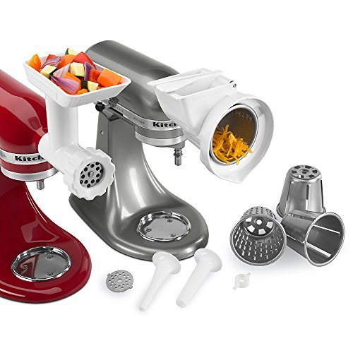 KitchenAid KGSSA Stand Mixer Attachment Pack 2 with Food Grinder, Rotor Slicer & Shredder, and Sausage Stuffer