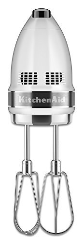 KitchenAid KHM7210WH 7-Speed Digital Hand Mixer with Turbo Beater II Accessories and Pro Whisk - White